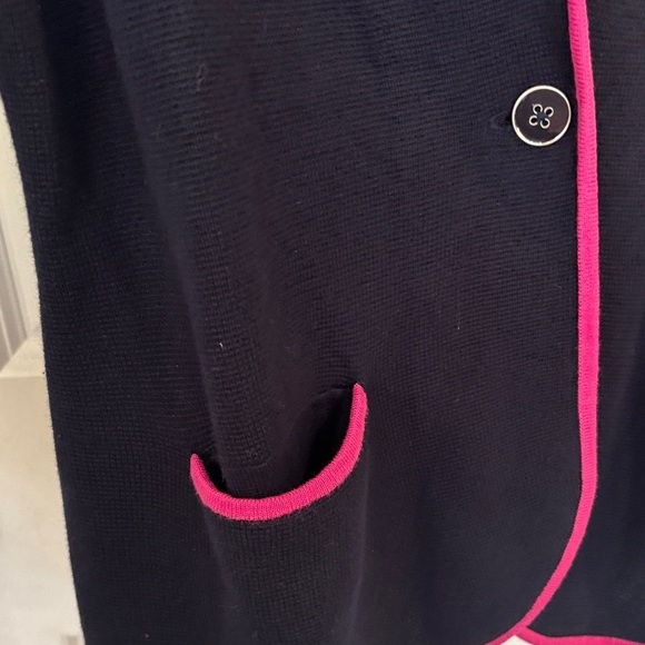 Talbots Navy Jacket with Pink Trim - Picture 3 of 3